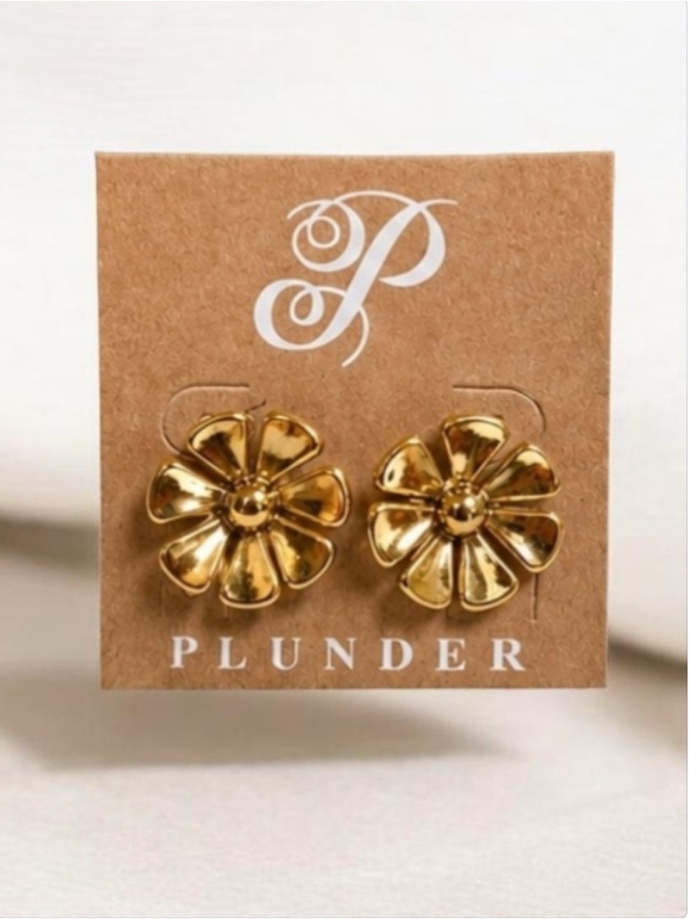 Plunder Gold Tone Floral Stud Earrings